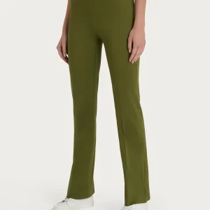 Pantalone flare con spacchetti in Satin Power - Sphagnum