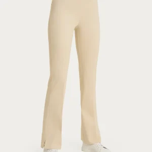 Pantalone flare con spacchetti in Satin Power - Wood Ash