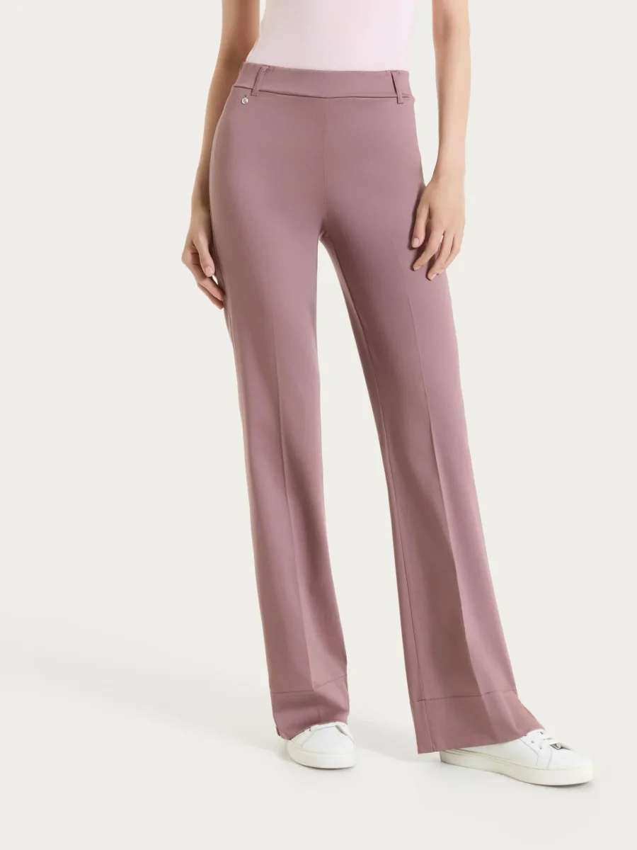 Pantalone flare con spacchetti in Satin Power - Twilight Mauve - immagine 2
