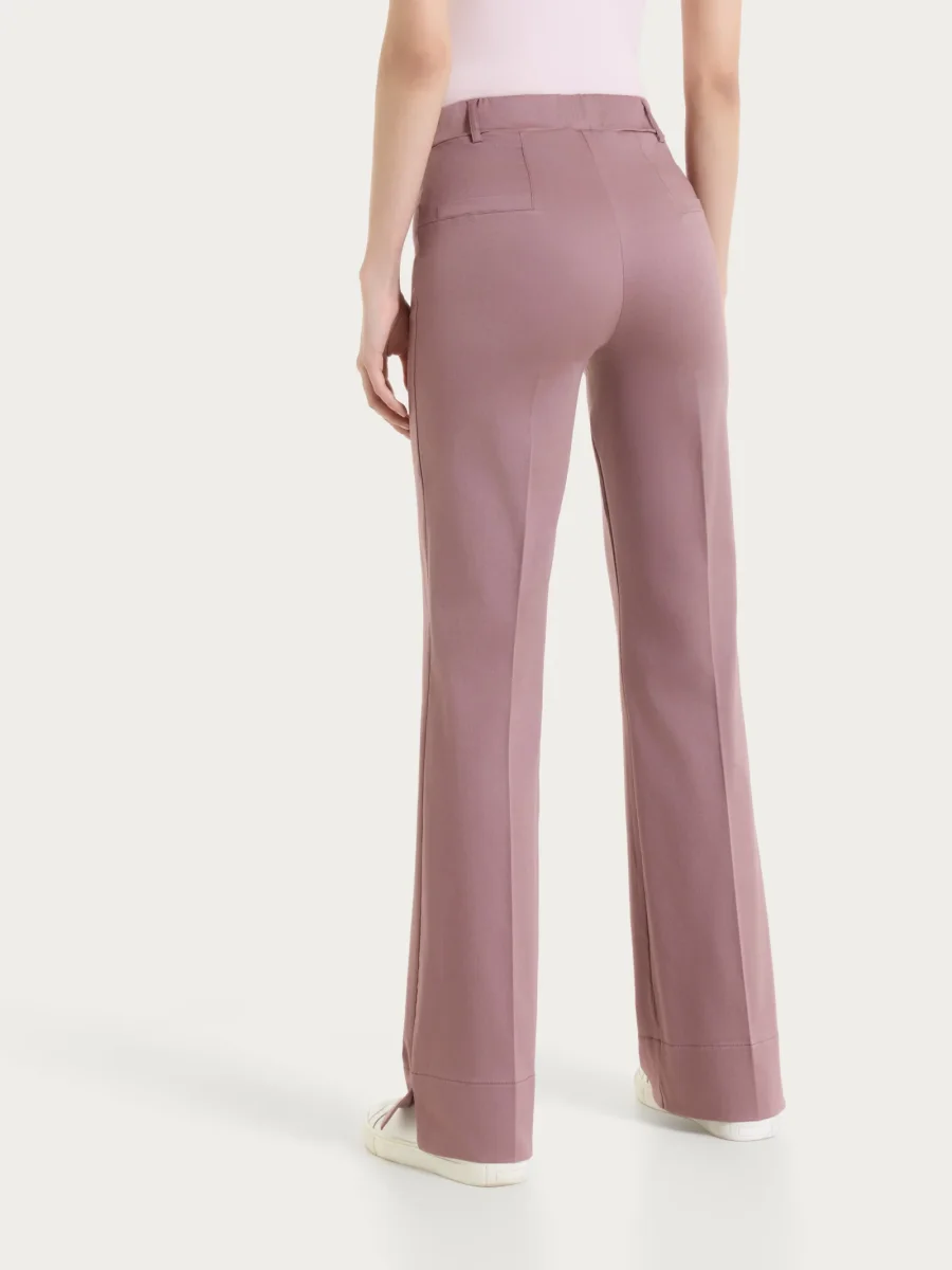 Pantalone flare con spacchetti in Satin Power - Twilight Mauve - immagine 3