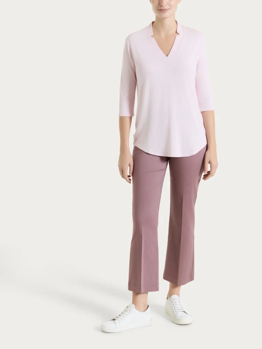 Pantalone flare con spacchetti in Satin Power - Twilight Mauve - immagine 5
