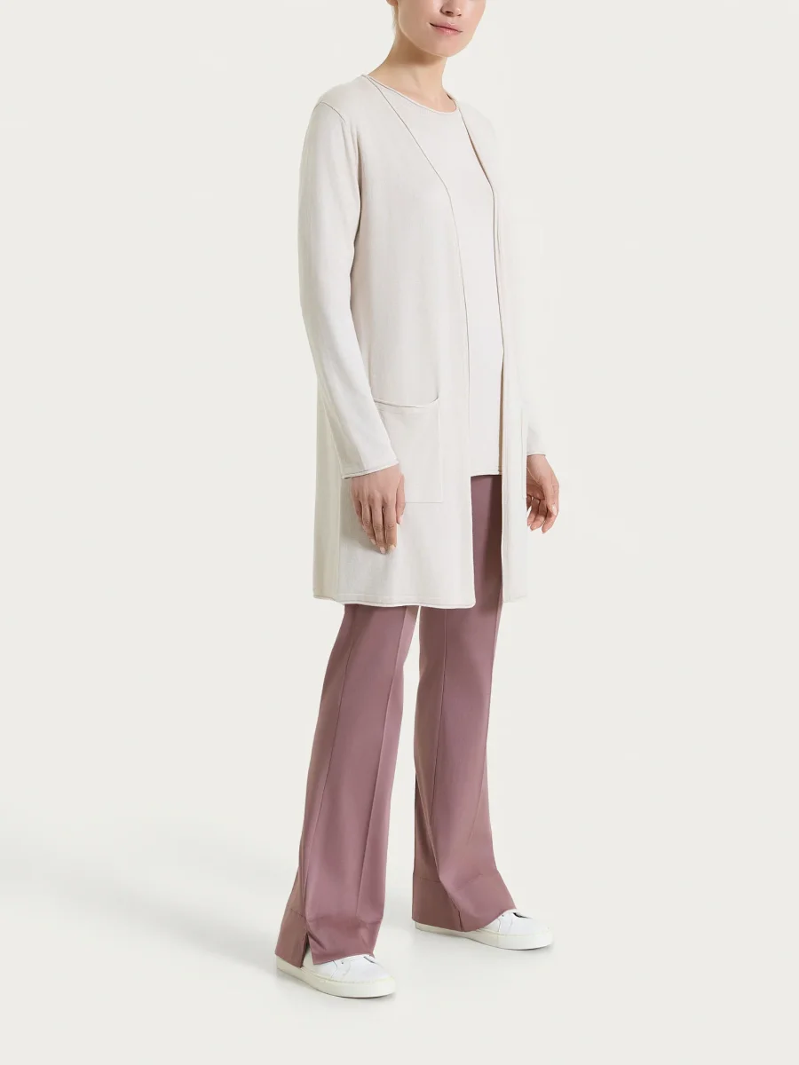 Pantalone flare con spacchetti in Satin Power - Twilight Mauve - immagine 9