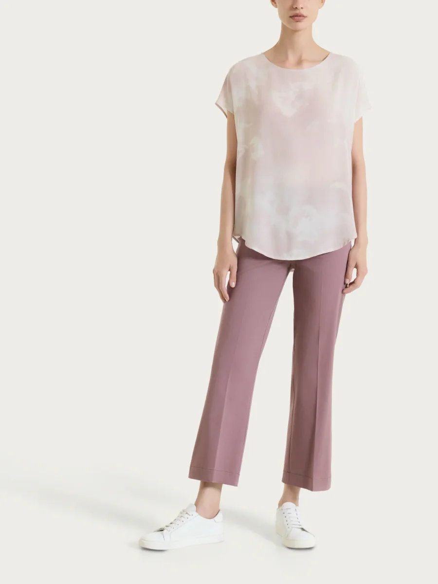 Pantalone flare con spacchetti in Satin Power - Twilight Mauve - immagine 8