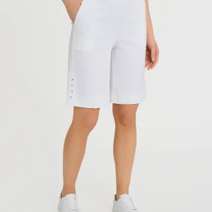 Bermuda con tasche e bottoni in Satin Power - Bianco
