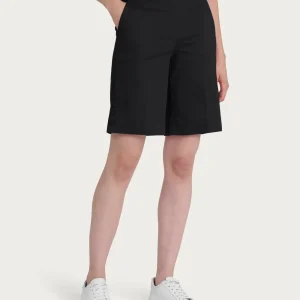 Bermuda con tasche e bottoni in Satin Power - Nero