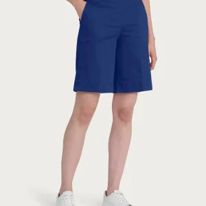 Bermuda con tasche e bottoni in Satin Power - Blueberry