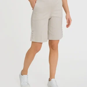 Bermuda con tasche e bottoni in Satin Power - Champignon