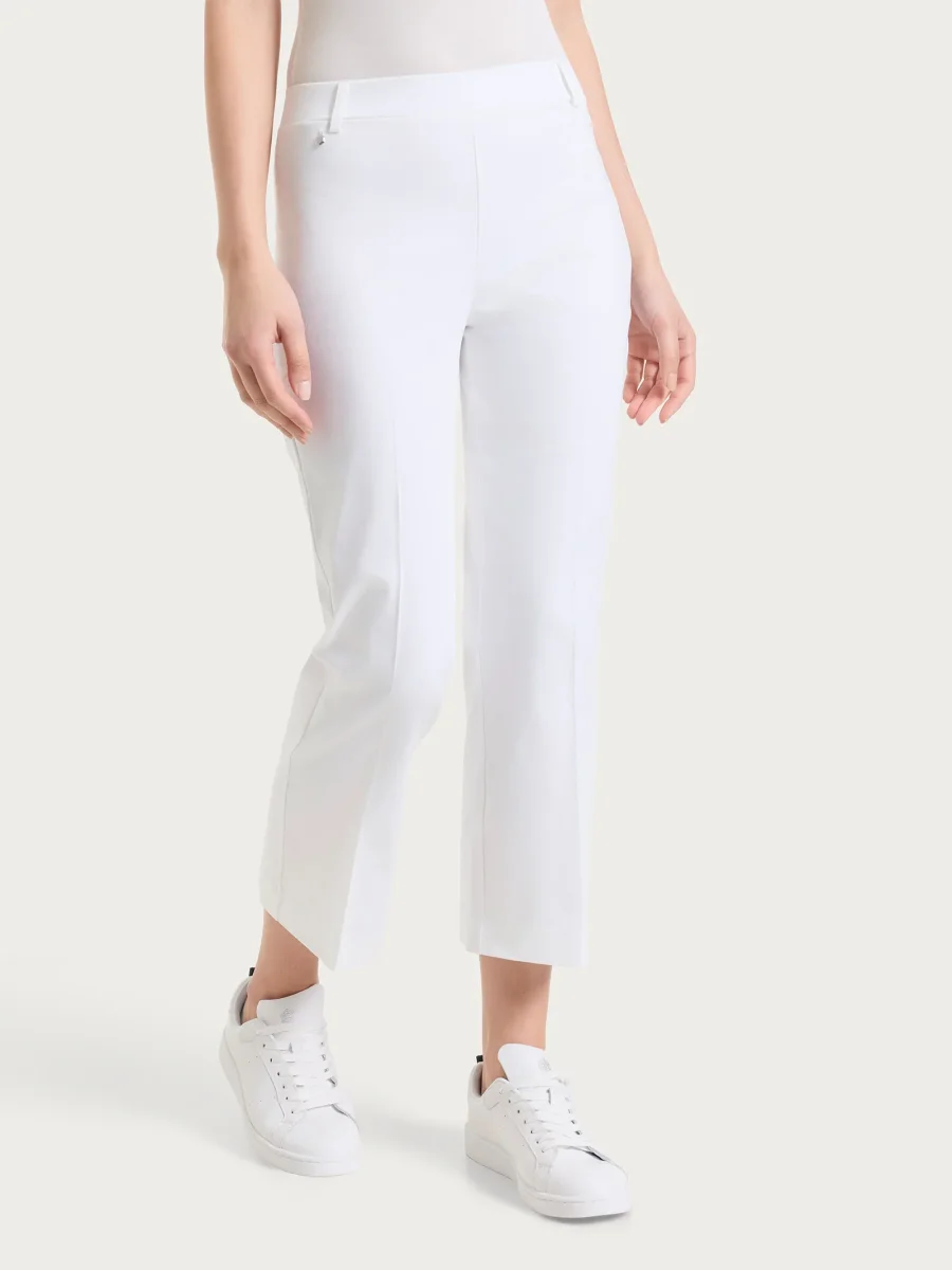 Pantalone flare alla caviglia in Satin Power - Bianco