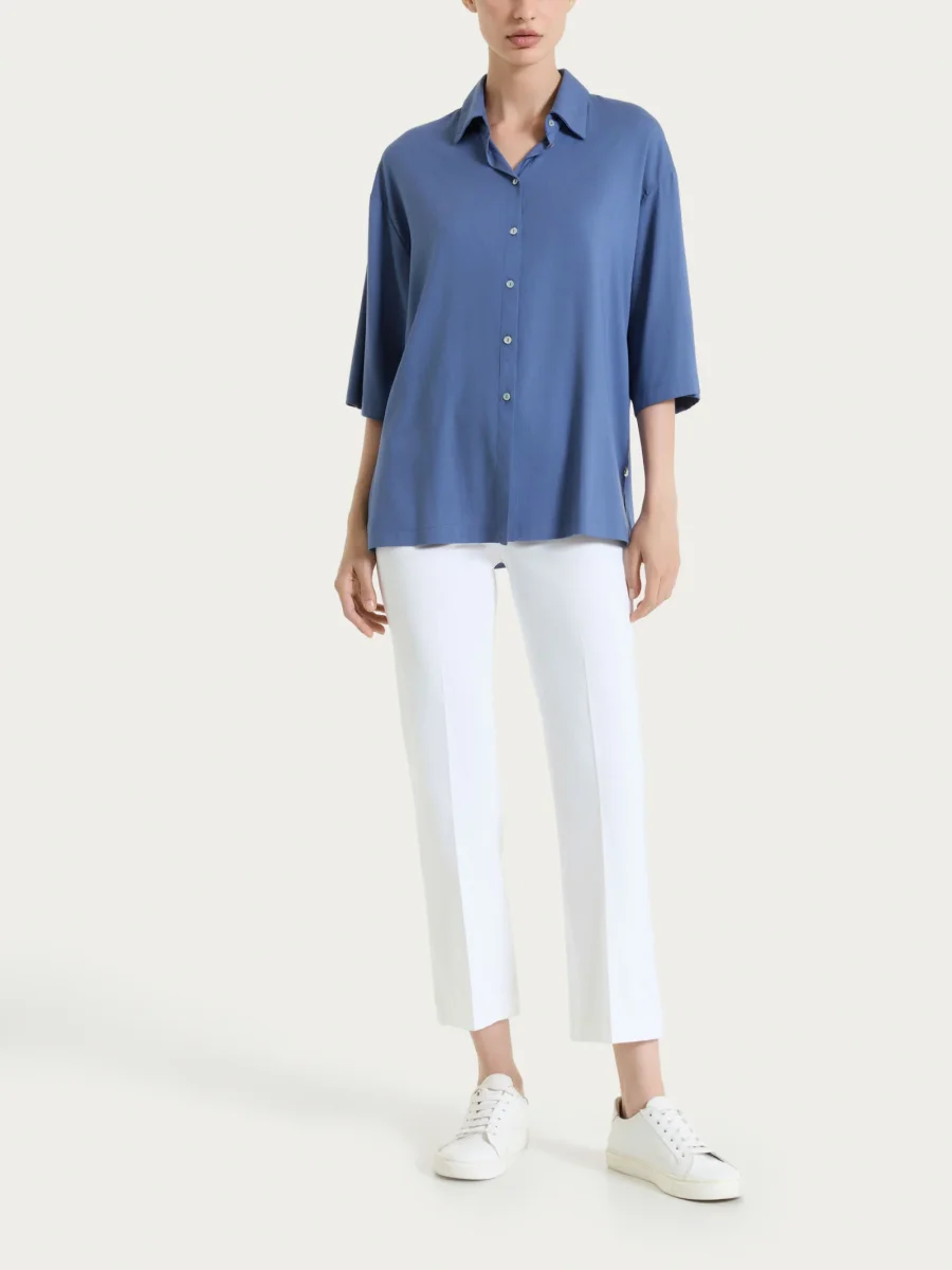 Pantalone flare alla caviglia in Satin Power - Bianco - immagine 6