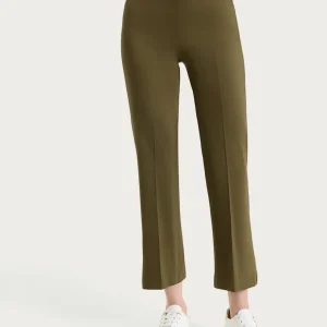 Pantalone flare alla caviglia in Satin Power - Dark Olive