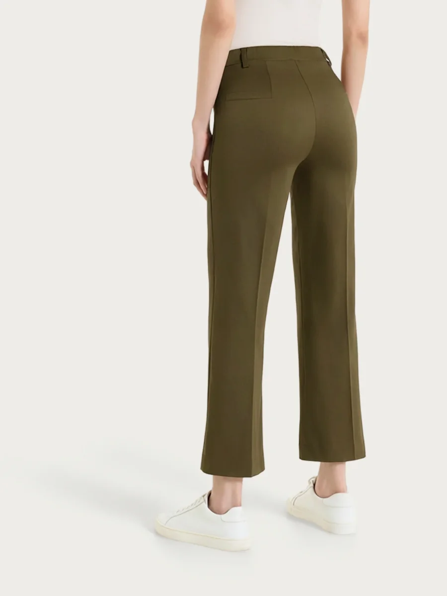 Pantalone flare alla caviglia in Satin Power - Dark Olive - immagine 3