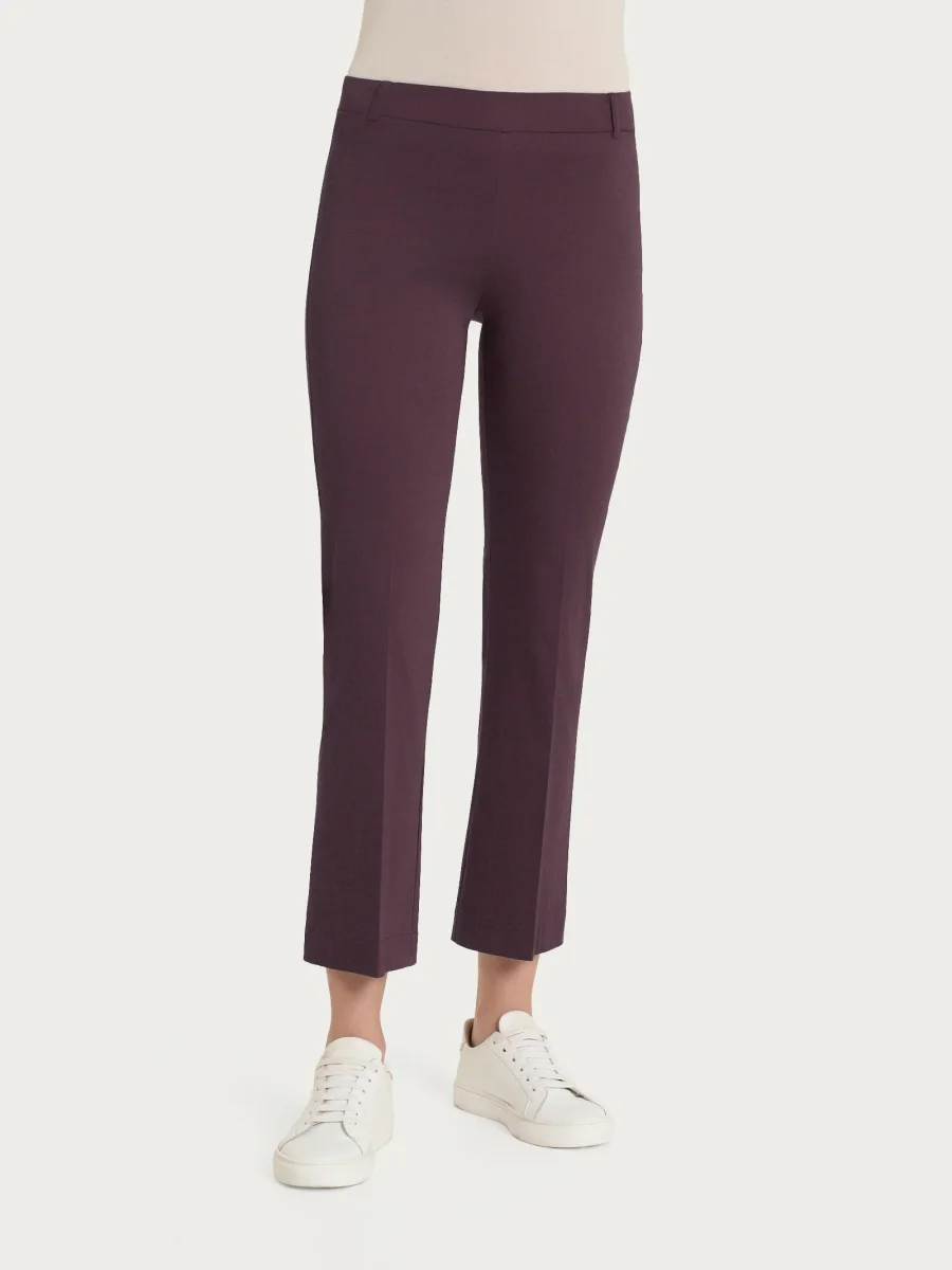 Pantalone flare alla caviglia in Satin Power - Raisin