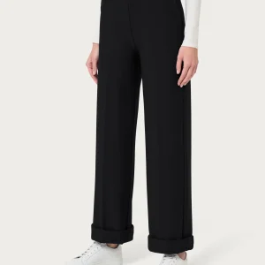 Pantalone ampio con tasche in Compact Light - Nero