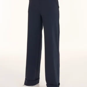 Pantalone ampio con tasche in Compact Light - Bleu