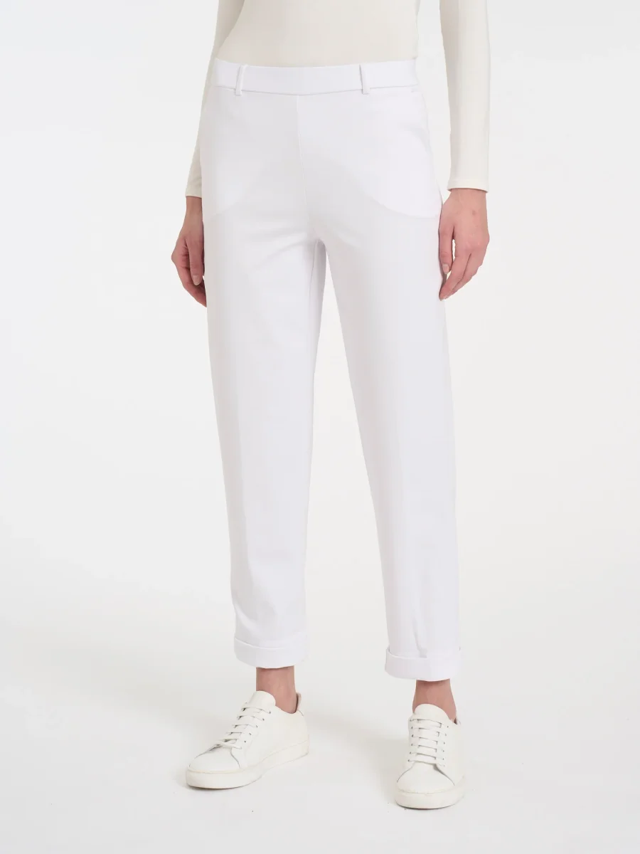 Pantalone a carota con tasche in Compact Light - Bianco