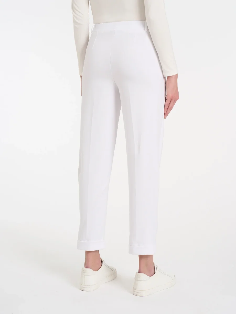 Pantalone a carota con tasche in Compact Light - Bianco - immagine 3