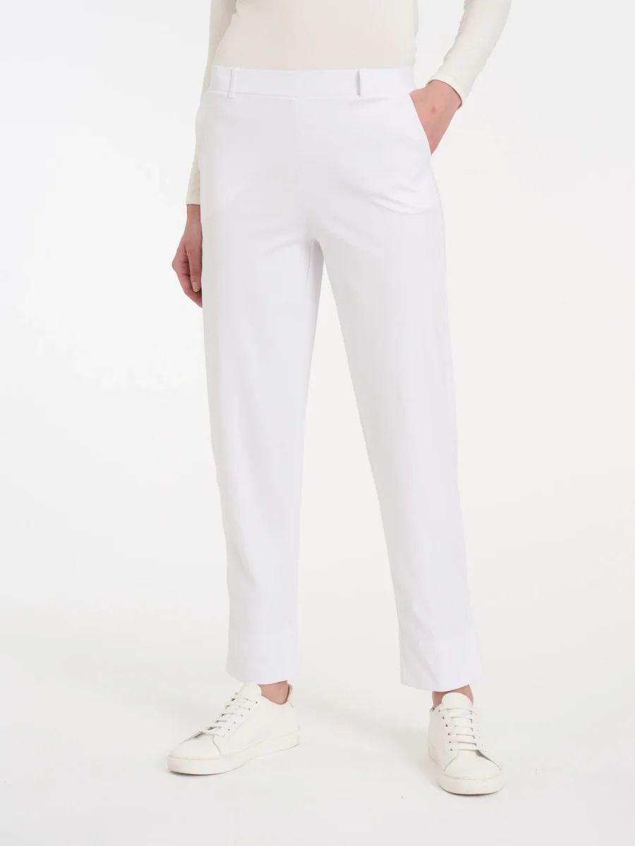 Pantalone a carota con tasche in Compact Light - Bianco - immagine 4