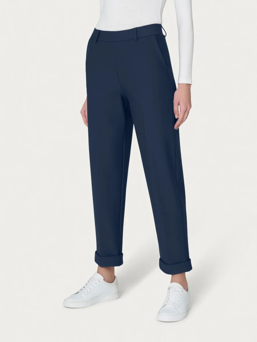 Pantalone a carota con tasche in Compact Light - Bleu - immagine 2