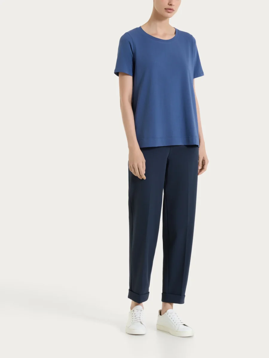 Pantalone a carota con tasche in Compact Light - Bleu - immagine 4