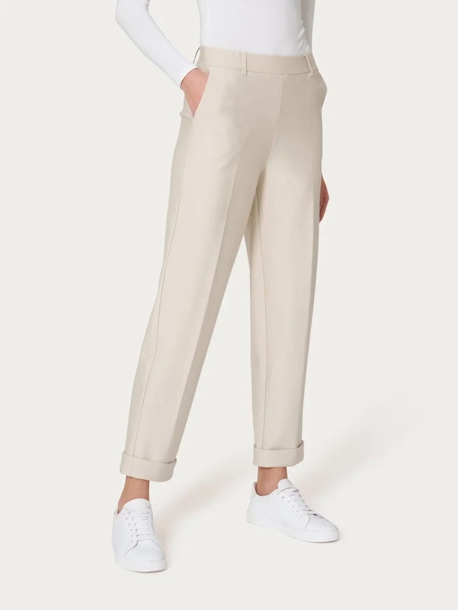 Pantalone a carota con tasche in Compact Light - Champignon - immagine 2