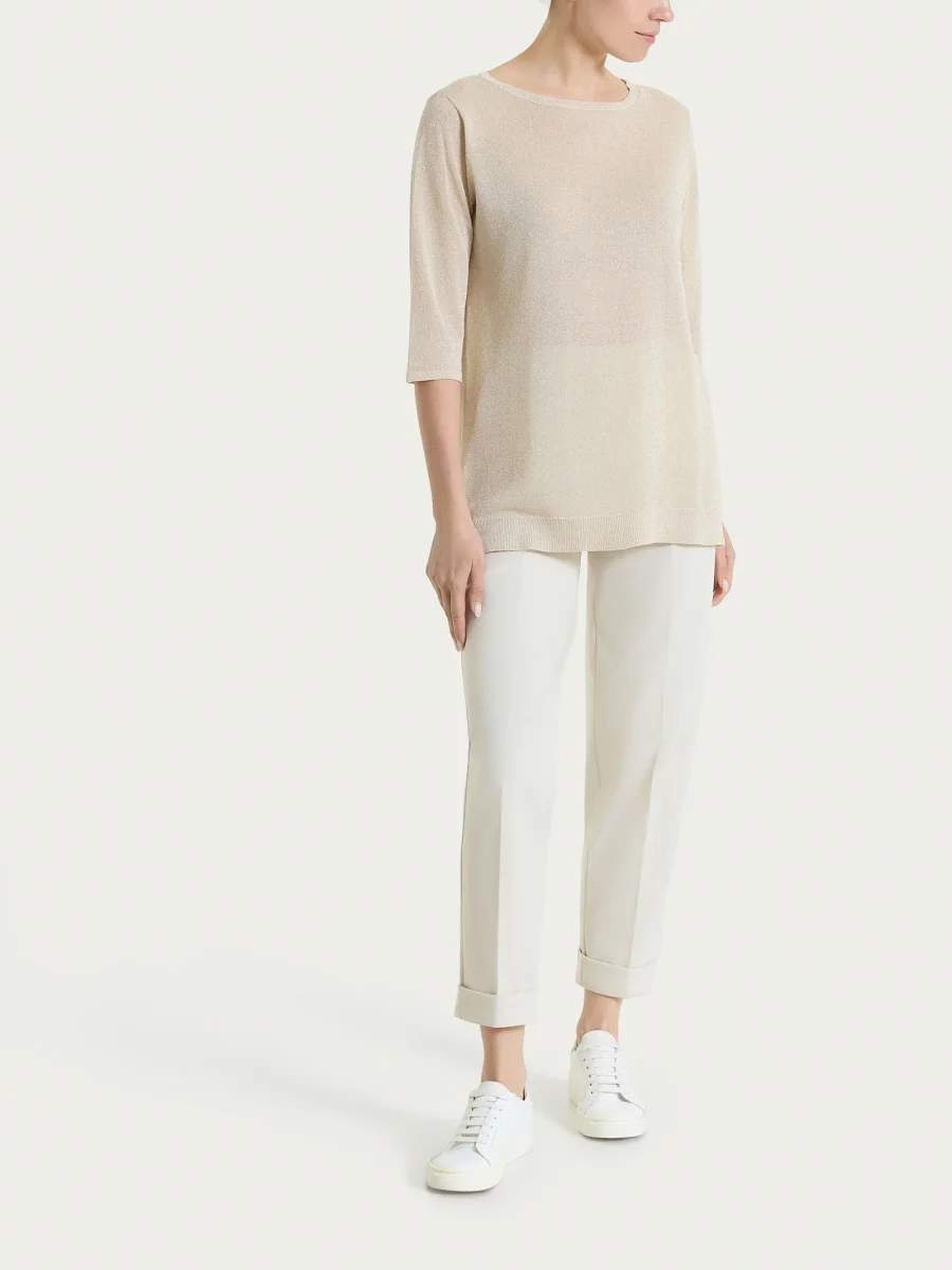 Pantalone a carota con tasche in Compact Light - Champignon - immagine 5