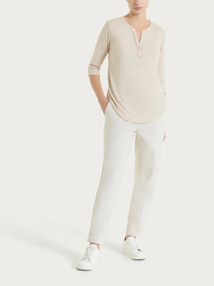 Pantalone a carota con tasche in Compact Light - Champignon - immagine 6