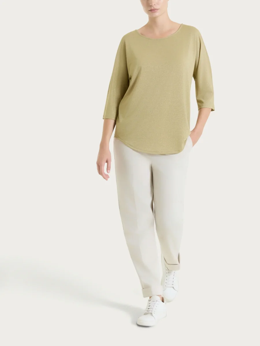 Pantalone a carota con tasche in Compact Light - Champignon - immagine 7