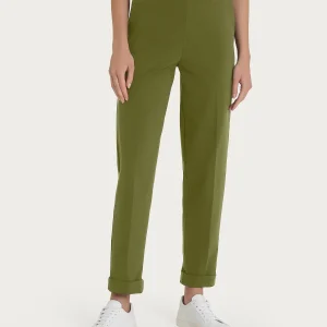 Pantalone a carota con tasche in Compact Light - Sphagnum