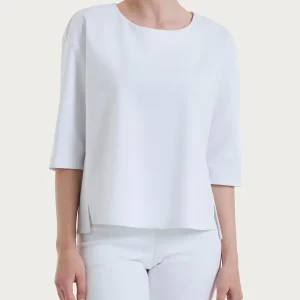 Maglia corta girocollo in Compact Light - Bianco