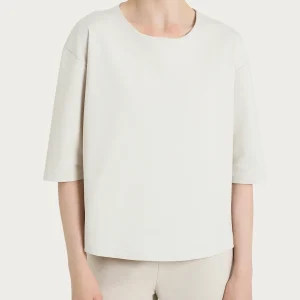 Maglia corta girocollo in Compact Light - Champignon