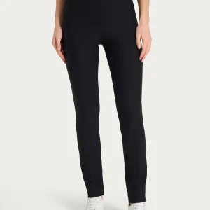 Pantalone a sigaretta con spacchetti in Compact - Nero