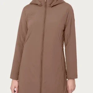 Piumerino lungo 150 grammi imbottito in lana con cappuccio - Pine Bark