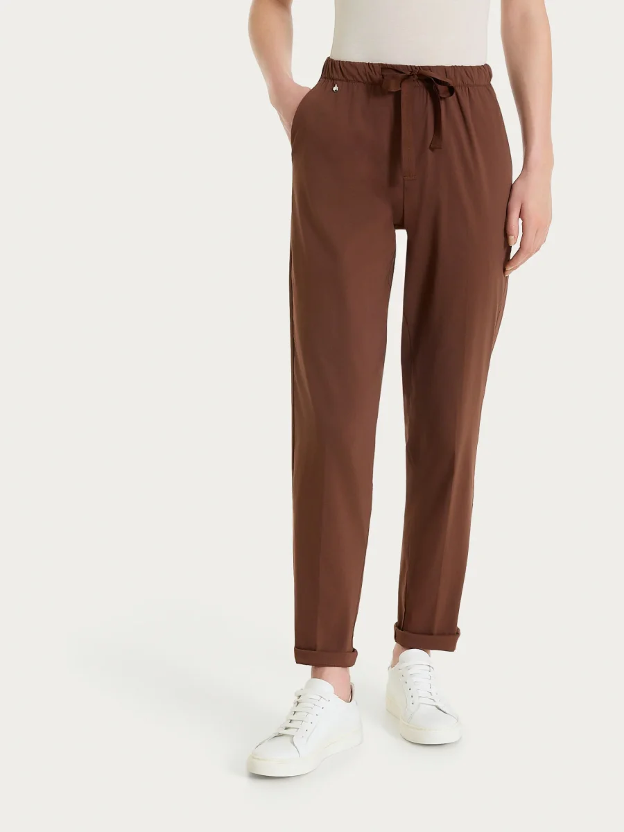 Pantalone jogger con tasche in Super Fresh - Cappuccino - immagine 3