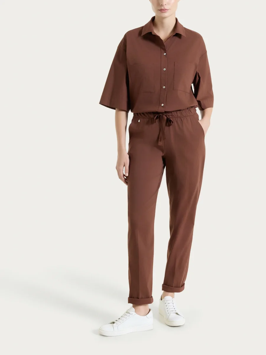 Pantalone jogger con tasche in Super Fresh - Cappuccino - immagine 7