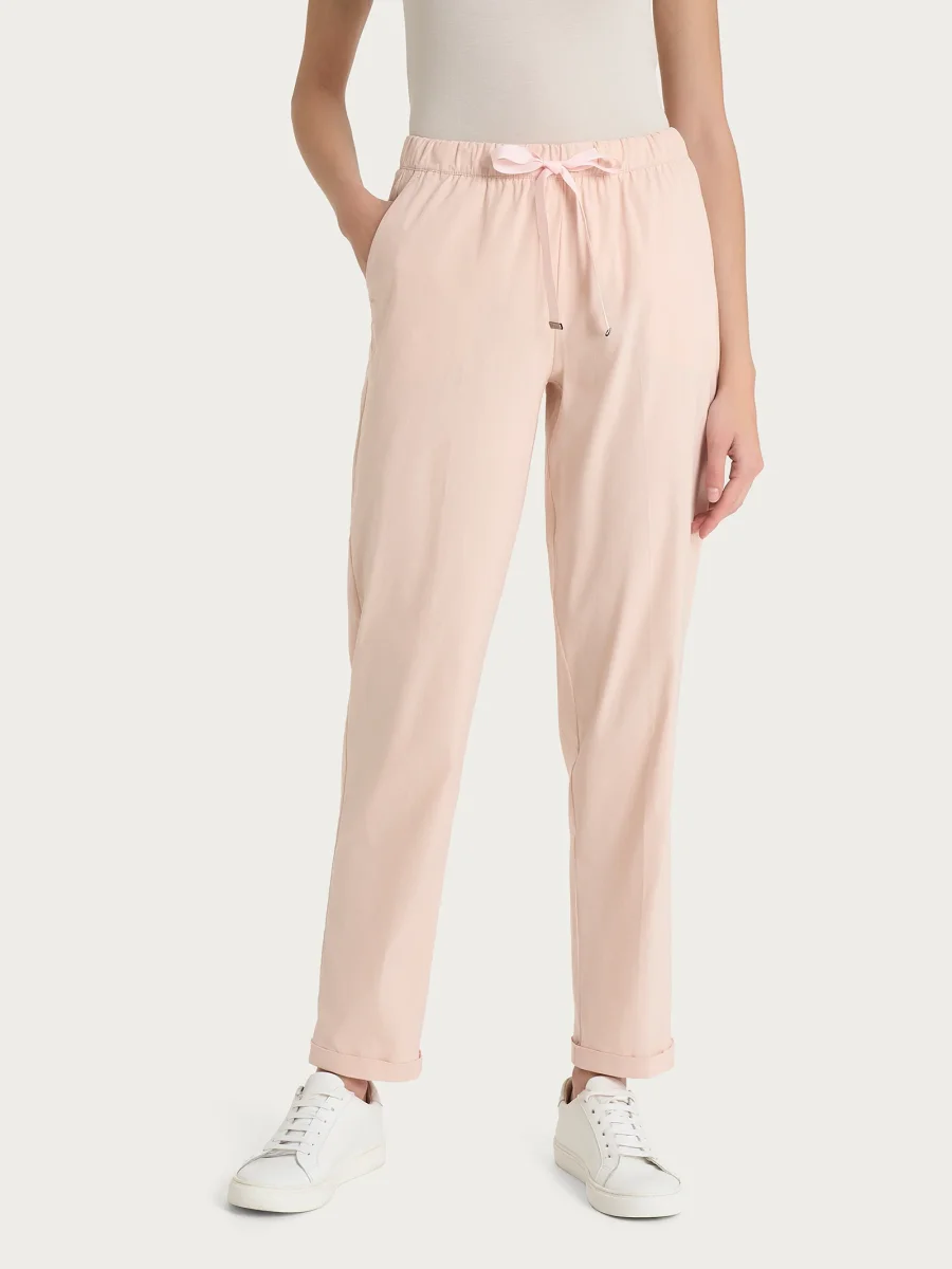 Pantalone jogger con tasche in Super Fresh - Cameo Rose