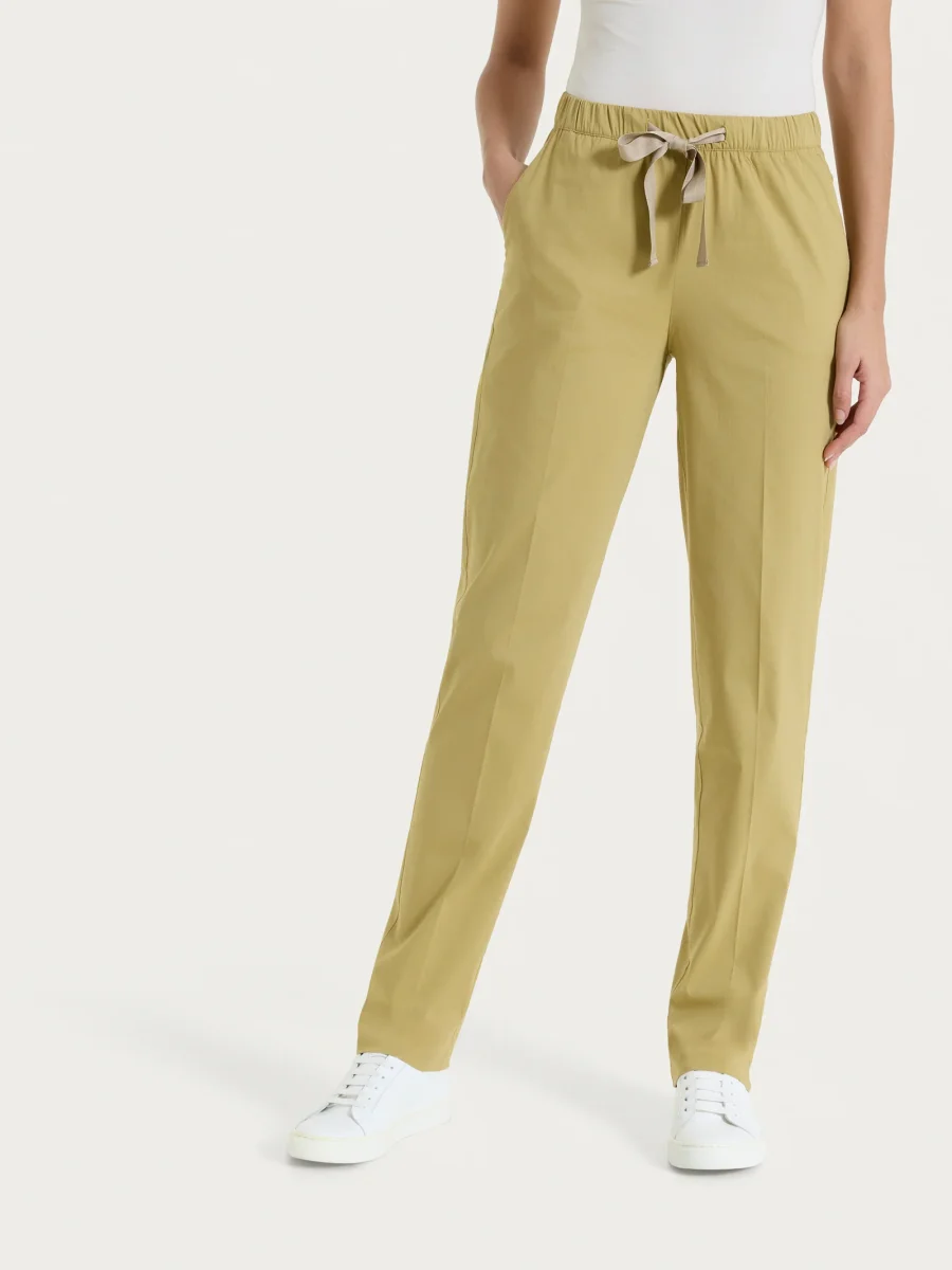 Pantalone jogger con tasche in Super Fresh - Khaki