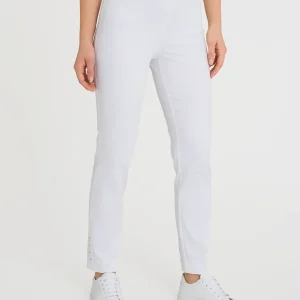 Pantalone capri con bottoni in Satin Power - Bianco