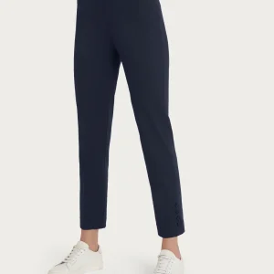 Pantalone capri con bottoni in Satin Power - Bleu