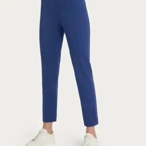 Pantalone capri con bottoni in Satin Power - Blueberry