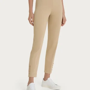 Pantalone capri con bottoni in Satin Power - Irish Cream