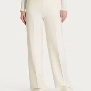 Pantalone a palazzo con tasche in Compact - Avorio