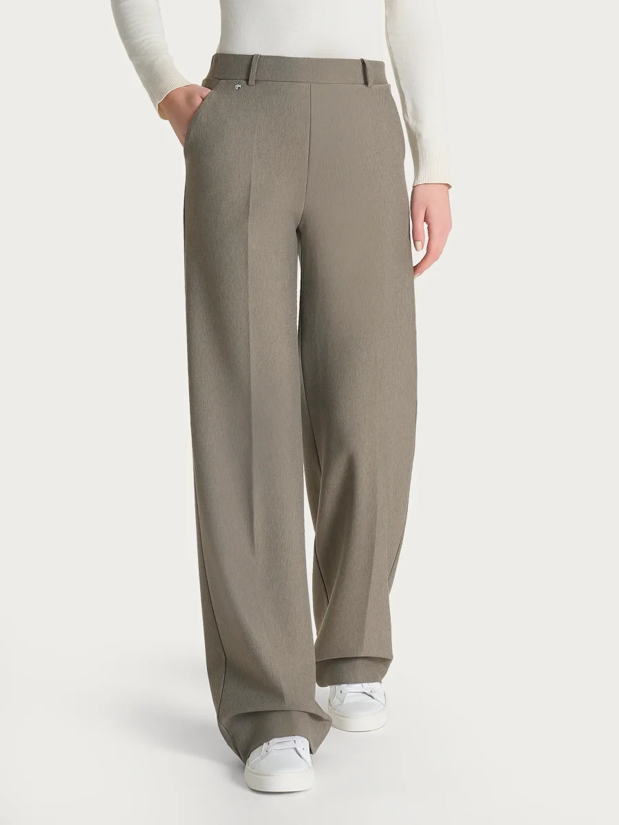 Pantalone a palazzo con tasche in Compact - Glace' Mel.