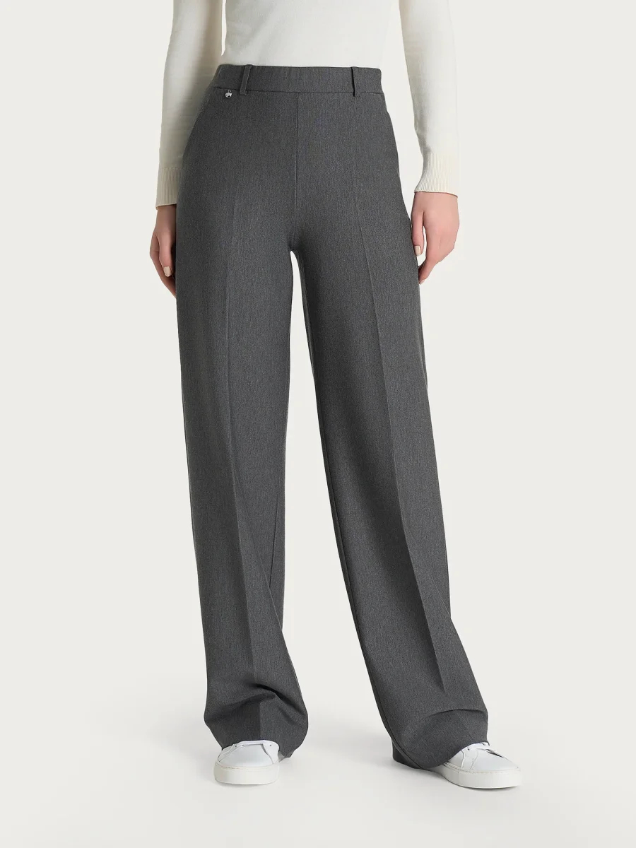 Pantalone a palazzo con tasche in Compact - Ardesia Mel.