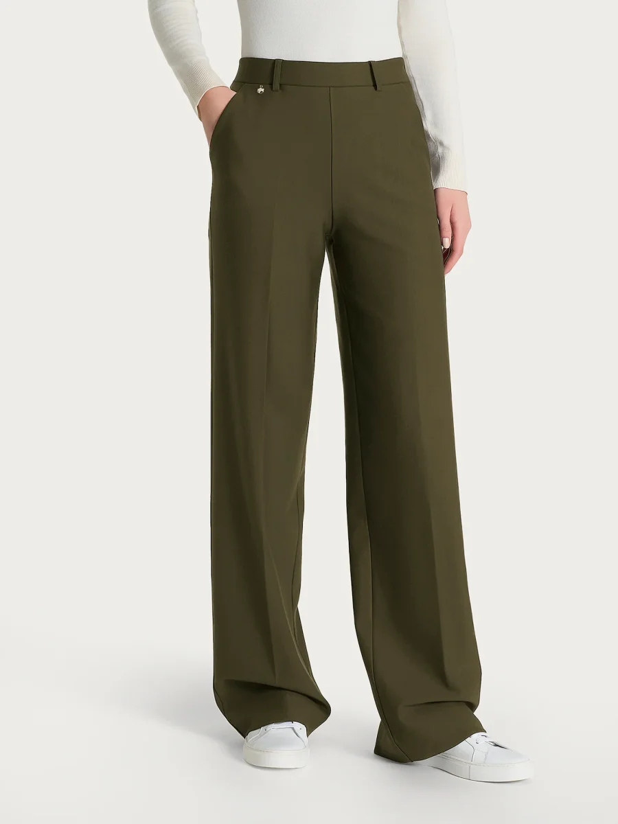 Pantalone a palazzo con tasche in Compact - Dark Olive