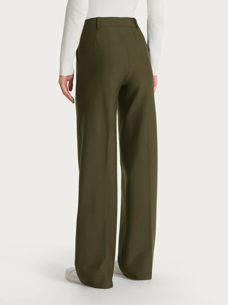 Pantalone a palazzo con tasche in Compact - Dark Olive - immagine 3
