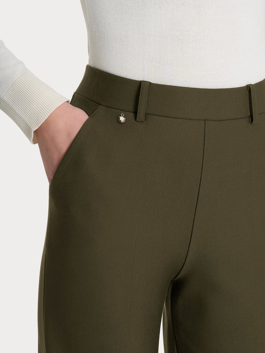 Pantalone a palazzo con tasche in Compact - Dark Olive - immagine 4