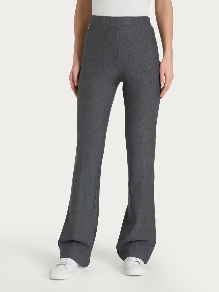 Pantalone flare in tessuto Compact - Ardesia Mel. - immagine 2