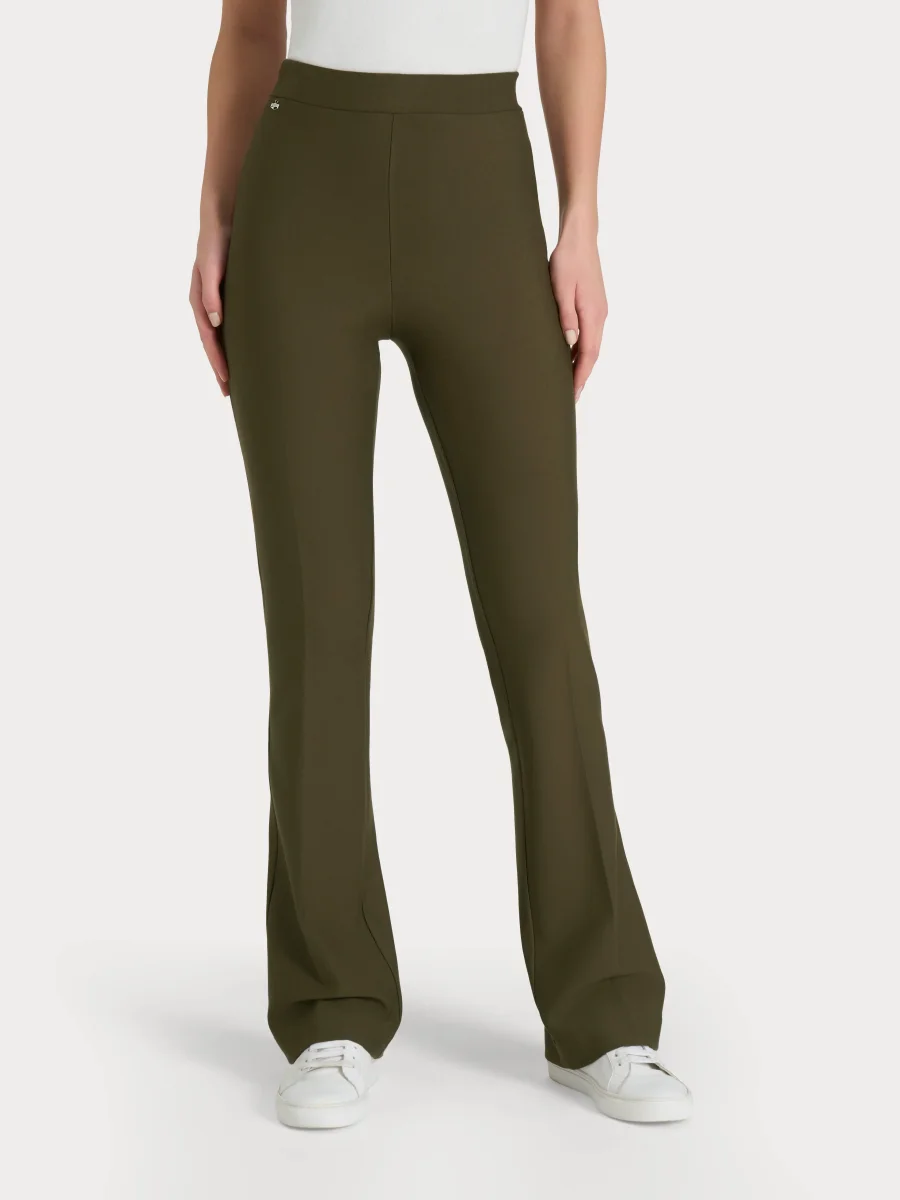 Pantalone flare in tessuto Compact - Dark Olive