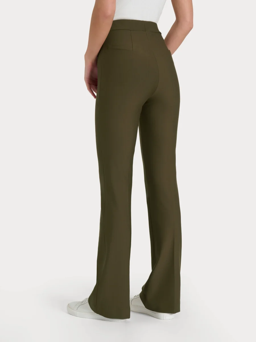 Pantalone flare in tessuto Compact - Dark Olive - immagine 3