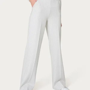 Pantalone gessato a palazzo con tasche in tessuto Eco Jacquard - Fant.Argento Mel.